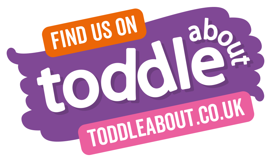 Logo for a magazine called Toddle About which includes things to do with children